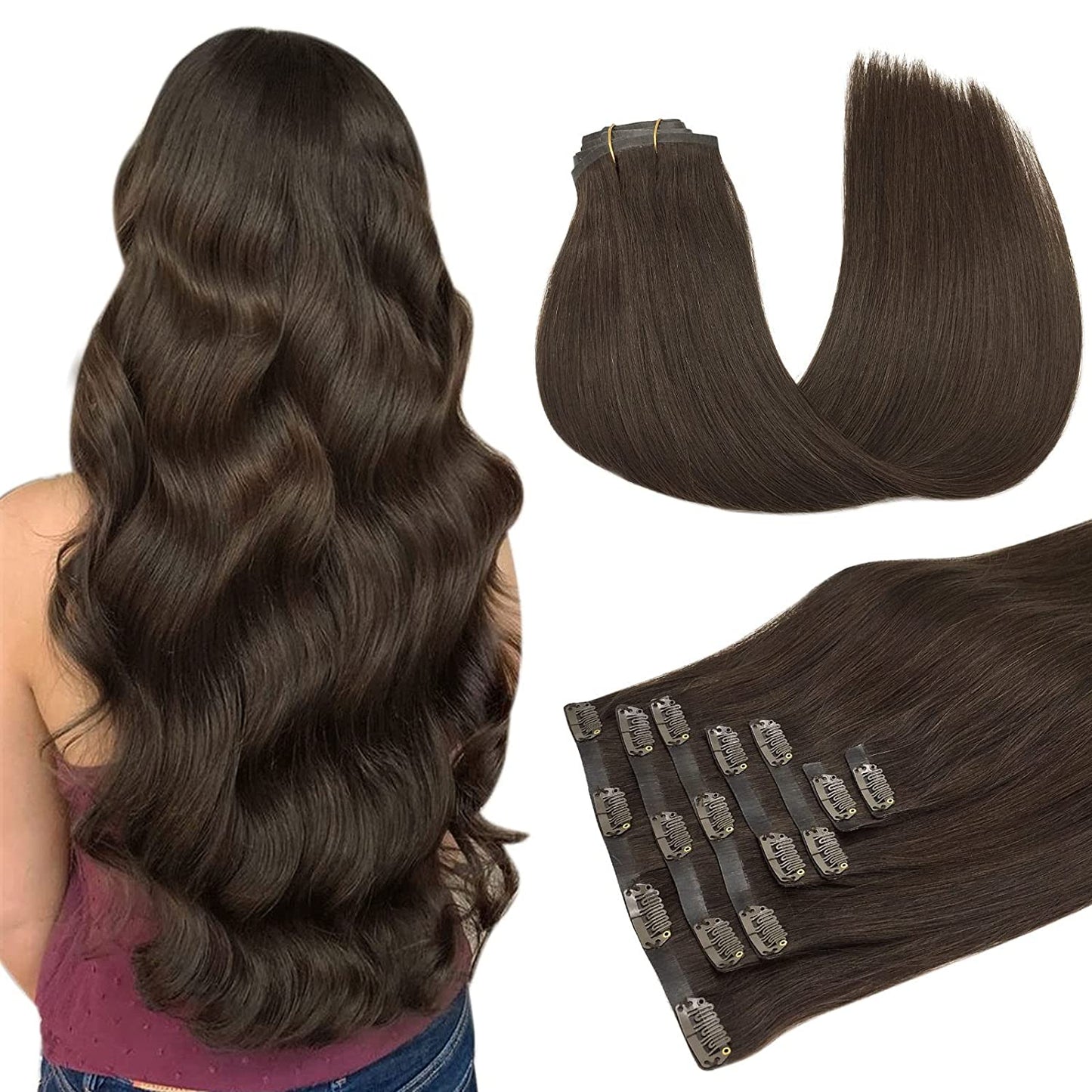 PU Clip-In Hair Extensions #2A