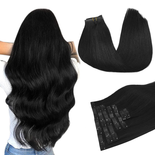 PU Clip-In Hair Extensions #1 jet black