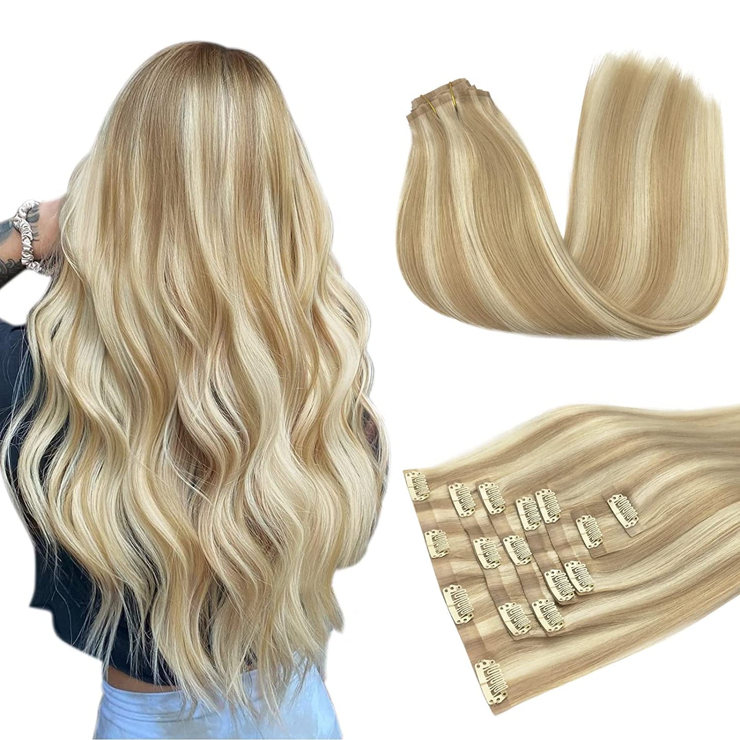 PU Clip-In Hair Extensions #P18A-613A