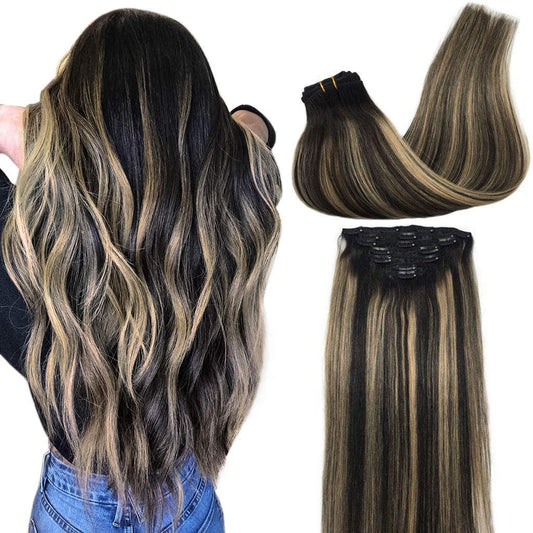 Classic Clip-In Hair Extensions #T1B-19P1B