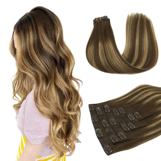 PU Clip-In Hair Extensions #(T4-27)P4